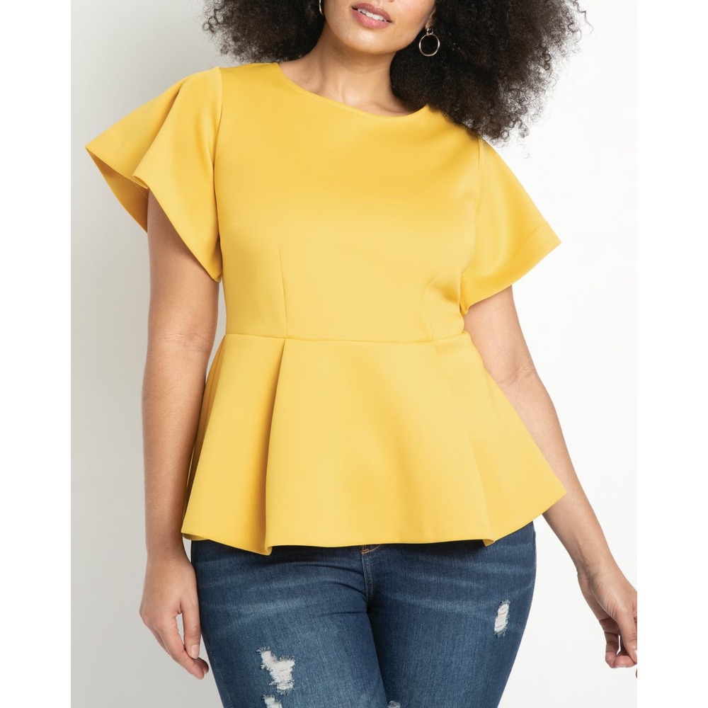 Eloquii Flare Sleeve Peplum Top